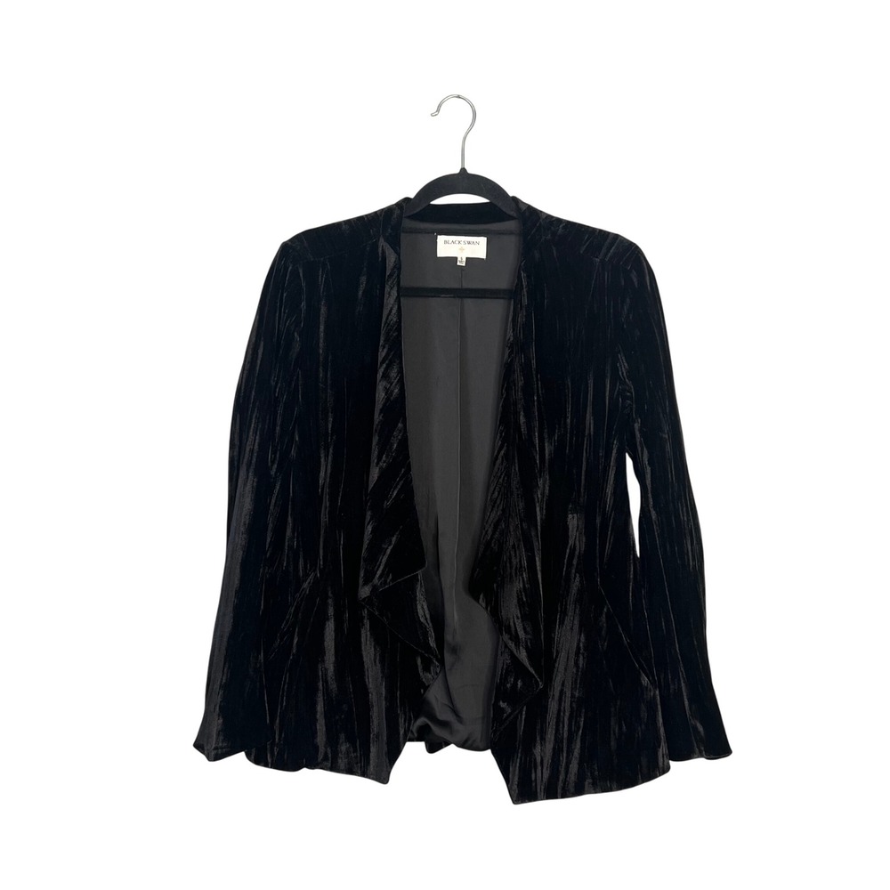 Black Swan Black Crinkle Velvet Blazer Jacket Womens Size S Goth Whimsigoth